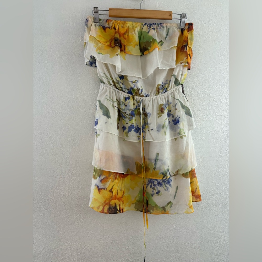 Holly Morgan strapless ruffle floral print dress size 4
